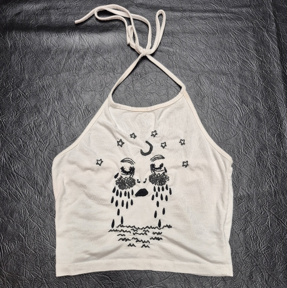 John Galt Embroidered Halter Top